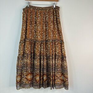 Ulla Johnson Thea Silk Blend Midi Skirt Womens 8 Ruffle Tiered Boho CottageCore